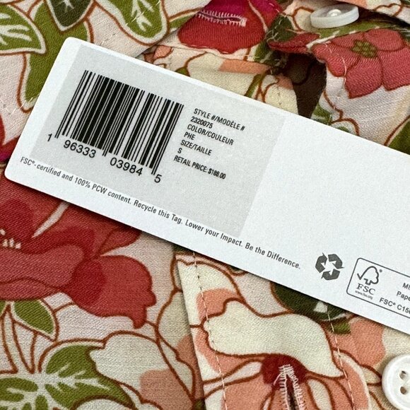 Outerknown Women's Button Up Long Sleeve Shirt‎ Floral Multicolor Organic Cotton - Picture 10 of 14